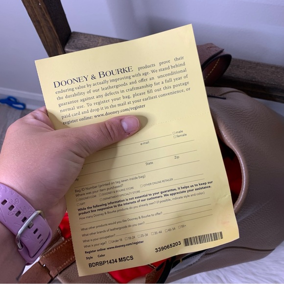 Dooney & Bourke Brown Leather Tote with Gold Accents - Picture 9 of 13